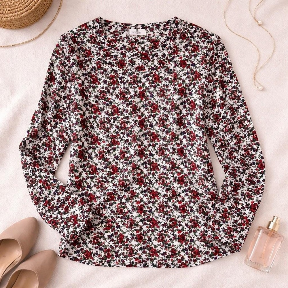 Nancy Crystal Floral Button Front Blouse 4 Vintage Boho Cottagecore Retro Chic